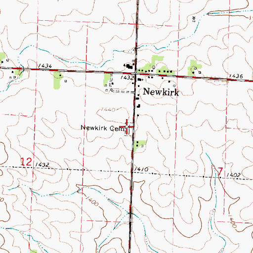 Topographic Map of Newkirk Cemetery, IA
