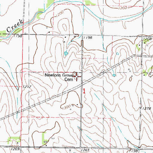 Topographic Map of Newlons Grove Cemetery, IA