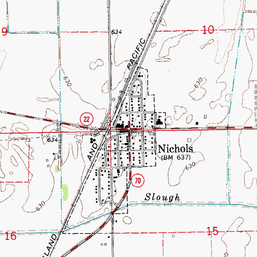 Topographic Map of Nichols, IA