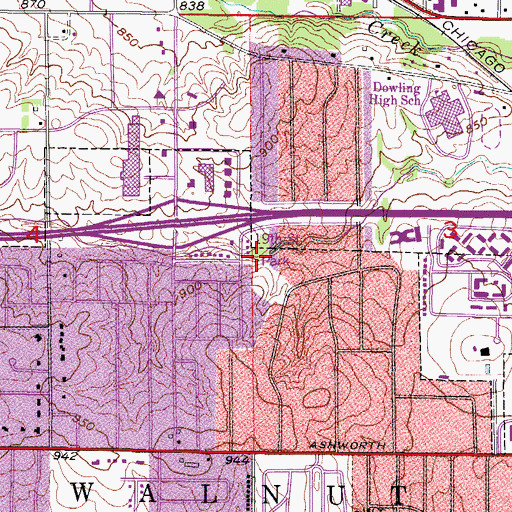 Topographic Map of Nineteenth Street Park, IA