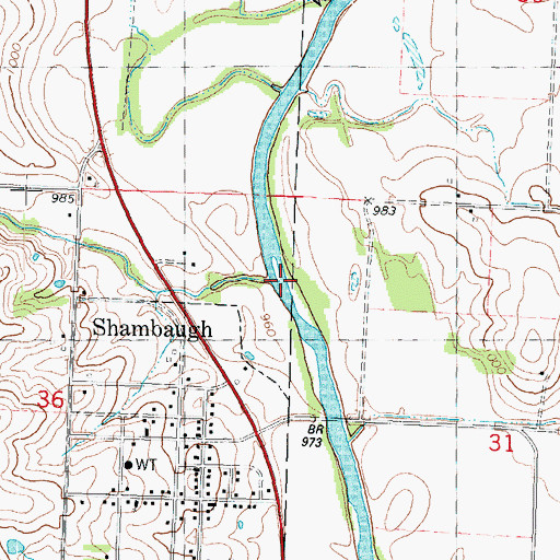 Topographic Map of No Business Creek, IA
