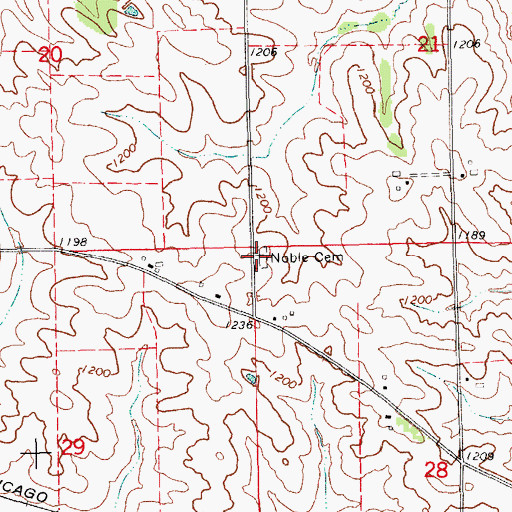 Topographic Map of Noble Cemetery, IA