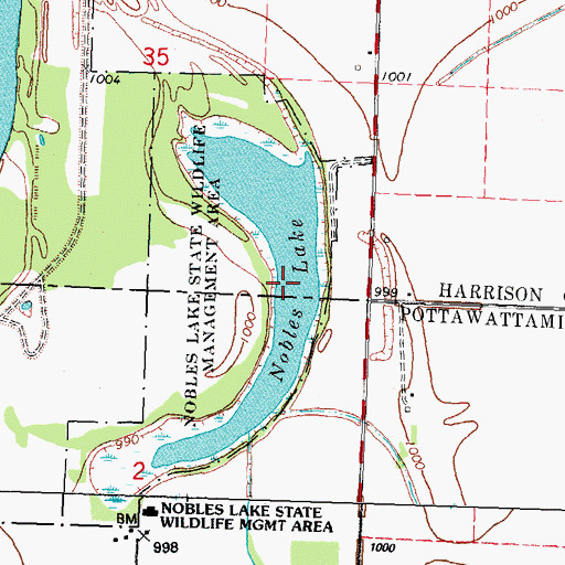 Topographic Map of Nobles Lake, IA