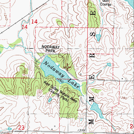 Topographic Map of Nodaway Park, IA