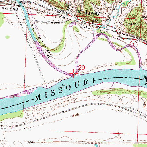 Topographic Map of Nodaway River, MO