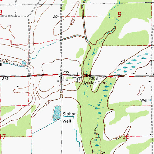 Topographic Map of Ashler Cemetery, AR