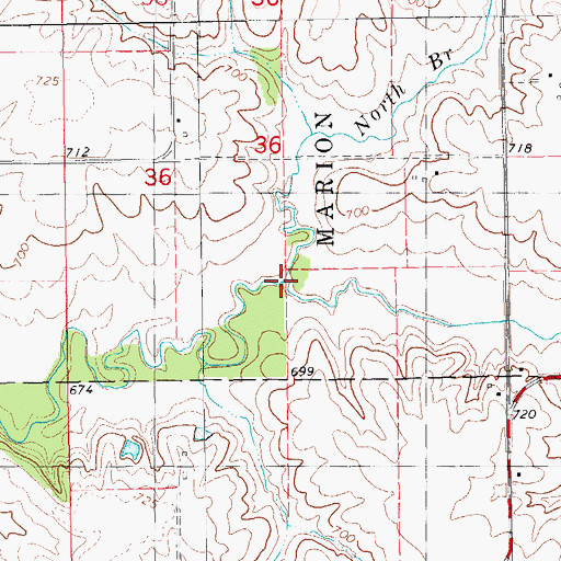 Topographic Map of North Branch Big Creek, IA