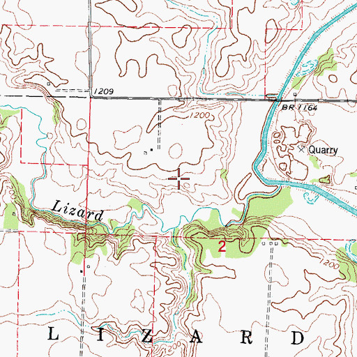 Topographic Map of North Branch Lizard Creek, IA