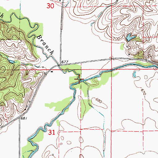 Topographic Map of North Branch Old Mans Creek, IA