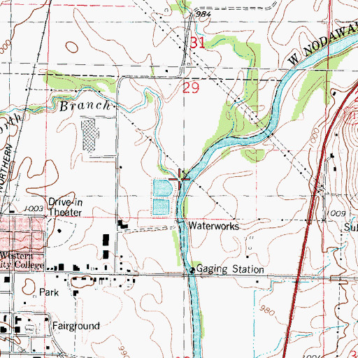 Topographic Map of North Branch West Nodaway River, IA