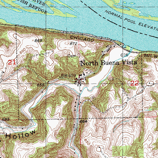Topographic Map of North Buena Vista, IA