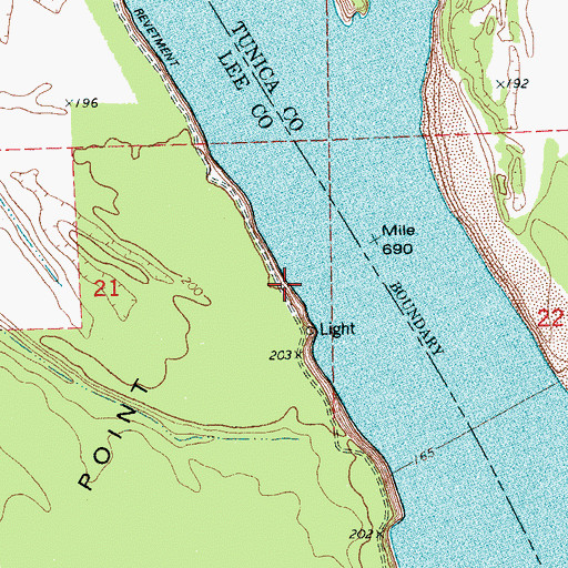Topographic Map of Ashley Point, AR