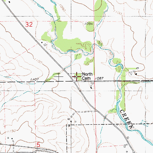 Topographic Map of North Cemetery, IA