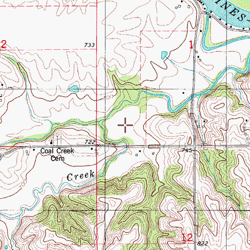Topographic Map of North Coal Creek, IA