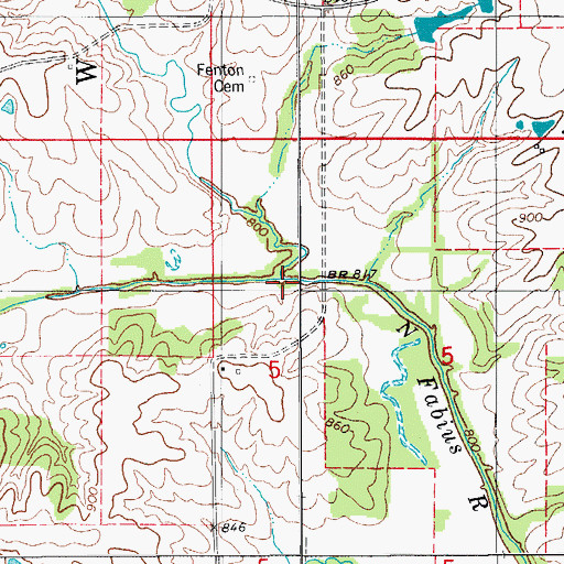 Topographic Map of North Fabius Creek, IA