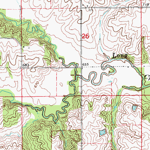 Topographic Map of North Fork Long Creek, IA