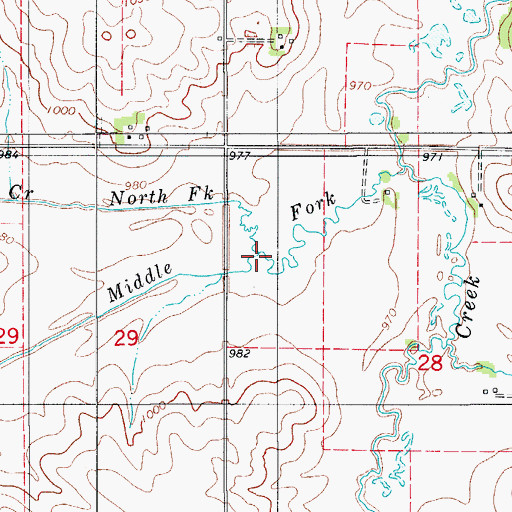 Topographic Map of North Fork South Beaver Creek, IA