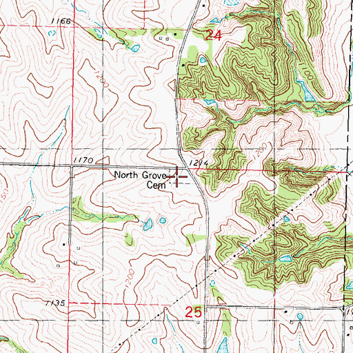 Topographic Map of North Grove Cemetery, IA