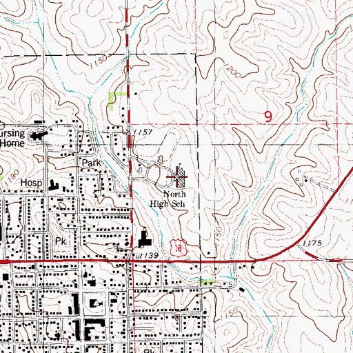 Topographic Map of North Fayette High School, IA