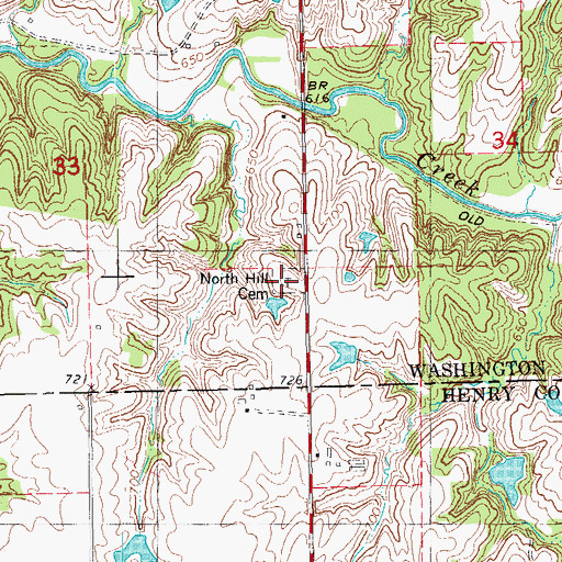 Topographic Map of North Hill Cemetery, IA