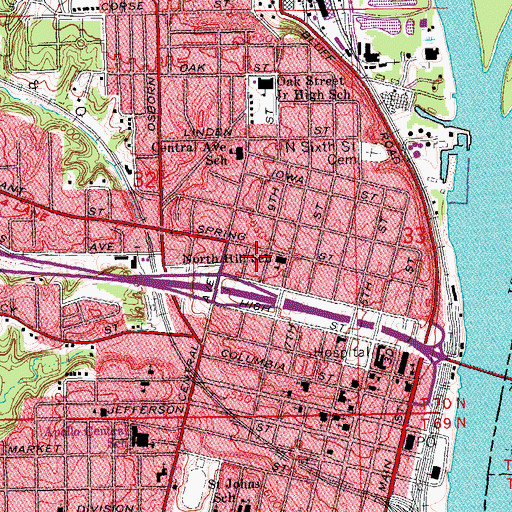 Topographic Map of North Hill Elementary School, IA