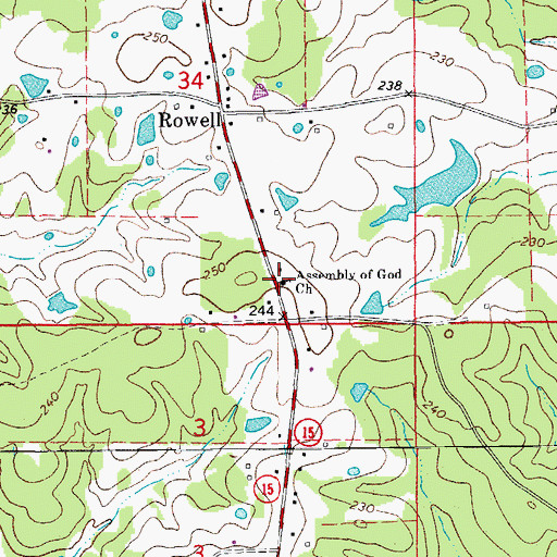 Topographic Map of Assembly of God Church, AR