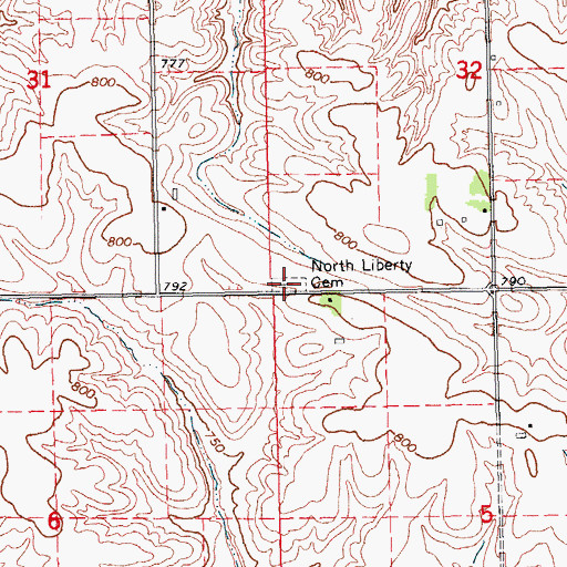 Topographic Map of North Liberty Cemetery, IA