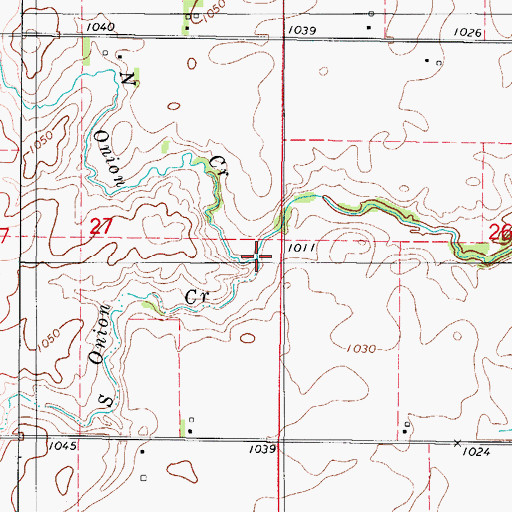 Topographic Map of North Onion Creek, IA