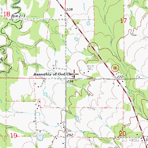 Topographic Map of Assembly of God Church, AR