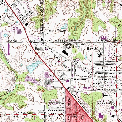 Topographic Map of Tolmie Park, IA