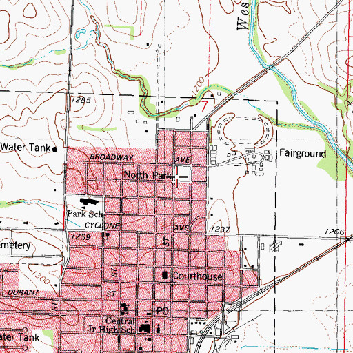 Topographic Map of North Park, IA