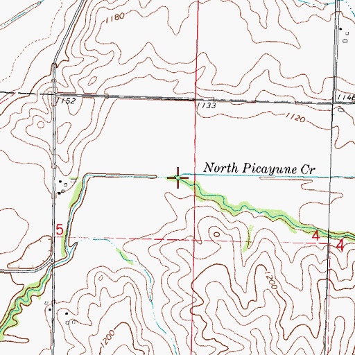 Topographic Map of North Picayune Creek, IA
