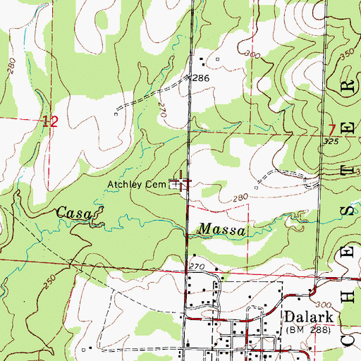 Topographic Map of Atchley Cemetery, AR