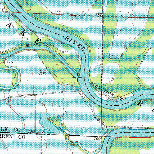 Topographic Map of North River, IA