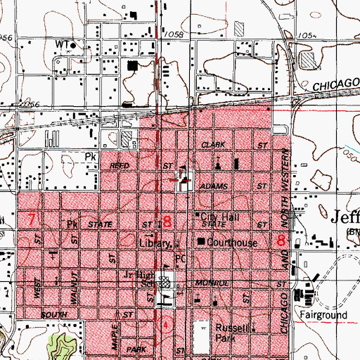 Topographic Map of North School, IA