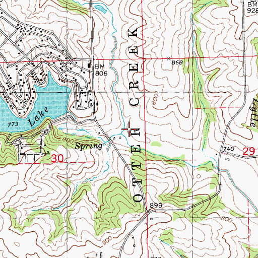 Topographic Map of North Spring Branch, IA