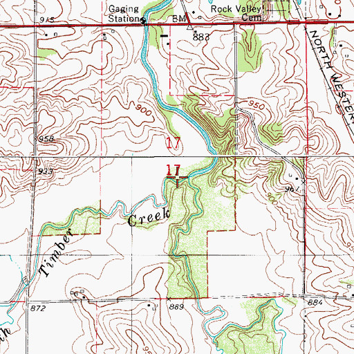 Topographic Map of North Timber Creek, IA