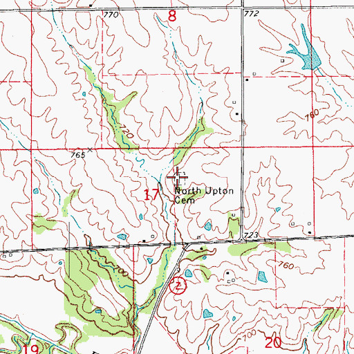 Topographic Map of North Upton Cemetery, IA