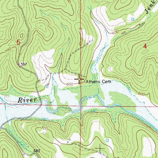 Topographic Map of Athens Cemetery, AR