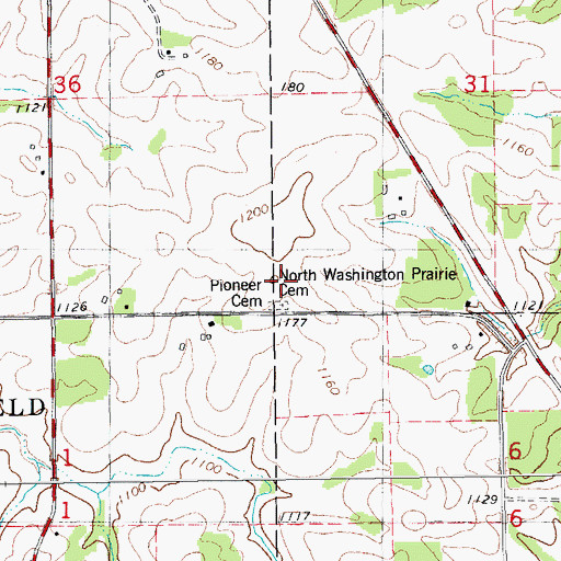 Topographic Map of North Washington Prairie Cemetery, IA