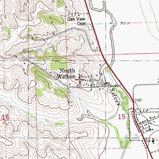 Topographic Map of North Welton, IA