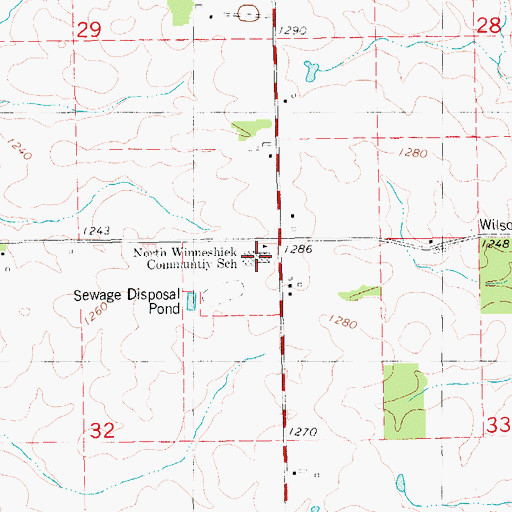 Topographic Map of North Winneshiek Middle School, IA
