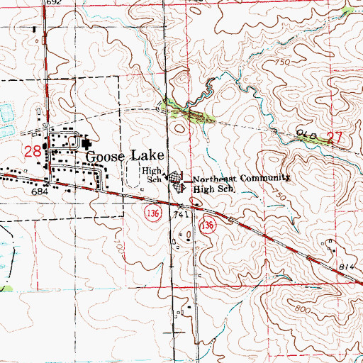 Topographic Map of Northeast Middle / High School, IA