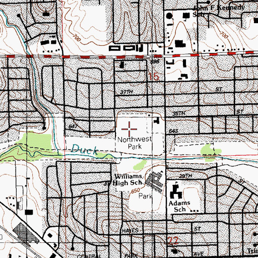 Topographic Map of Northwest Park, IA