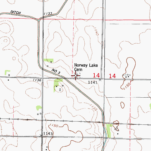 Topographic Map of Norway Lake Cemetery, IA