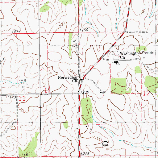 Topographic Map of Norwegian Methodist Cemetery, IA