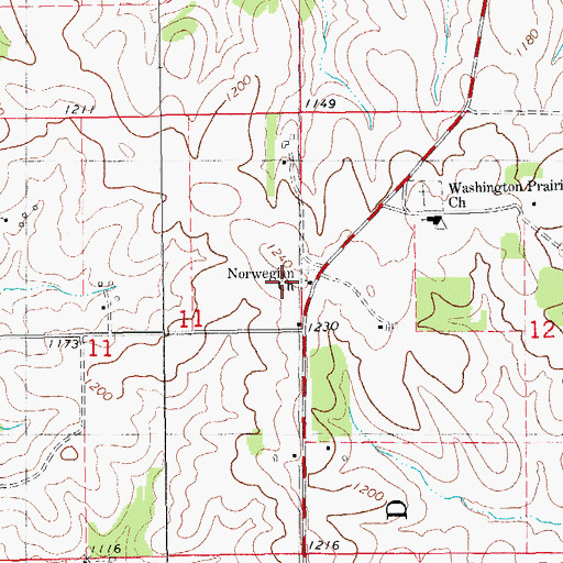 Topographic Map of Norwegian Methodist Church, IA