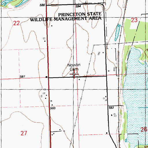 Topographic Map of Nowlan Cemetery, IA