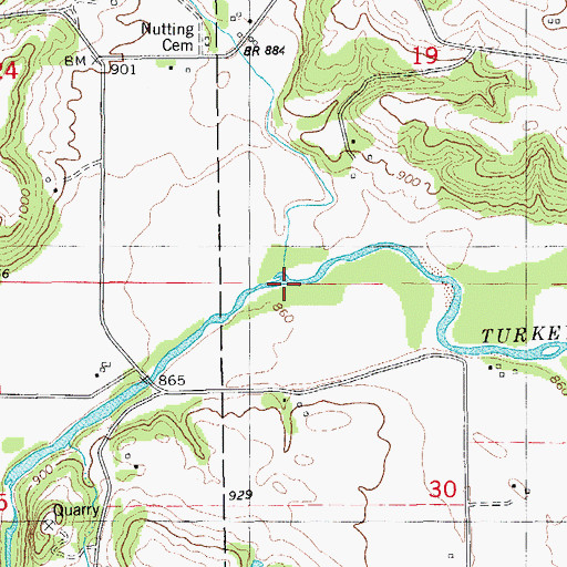 Topographic Map of Nutting Creek, IA