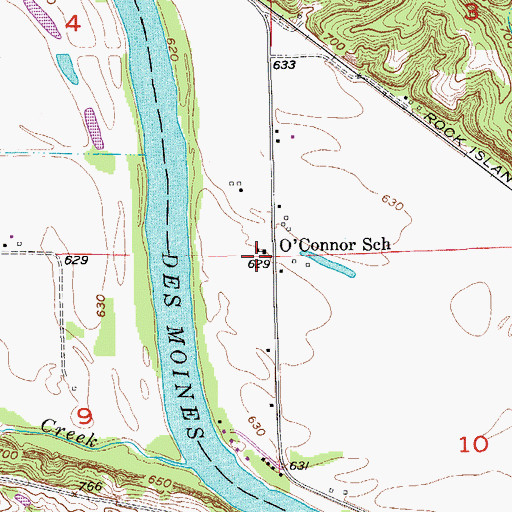 Topographic Map of O'Connor School, IA